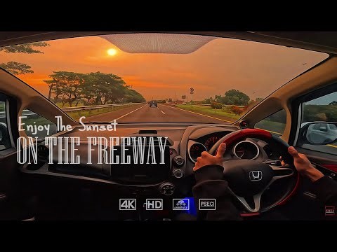 Enjoy the sunset on the freeway, relaxing ambience to soothe your heart and mind, Driving POV