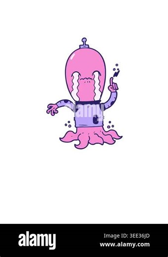 rise and float animation of cartoon alien drawing Stock Video Footage - Alamy