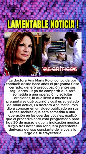 🔴Doctora Polo, de Caso cerrado, es operada de emergencia: ¿se quedará sin voz? Suplica oraciones !!