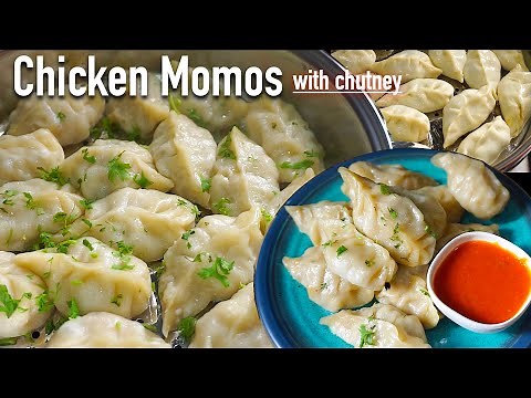 Chicken momos recipe | momos recipe | momos chutney | how to make steamed chicken momos