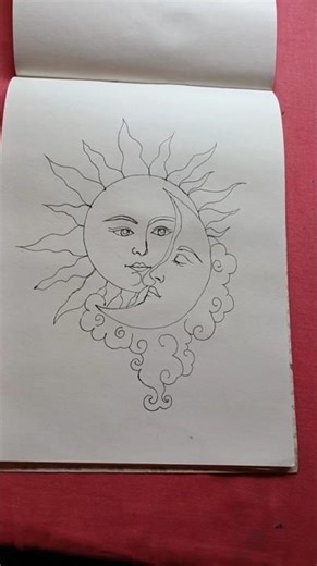 how to easy outline drawing for sun and moon 🌚#art #drawing