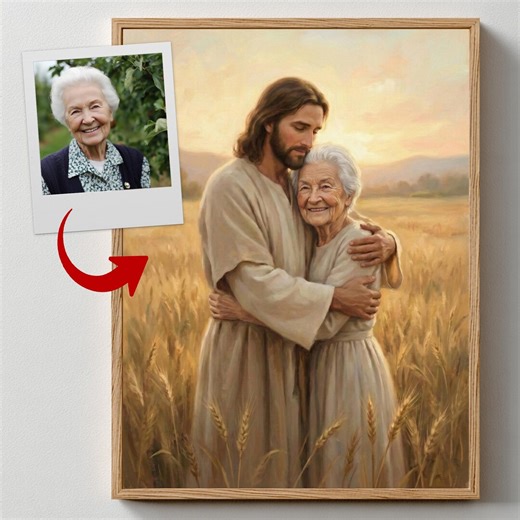 Custom Jesus Embrace Portrait for Elderly | Memorial Christian Wall Art, Remembrance Faith Gift, Digital Download - Etsy