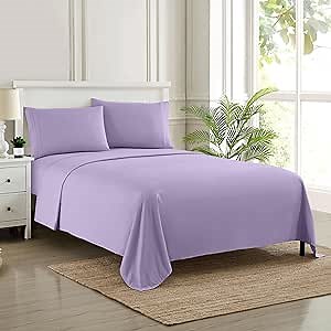 King Size Sheets - Breathable Luxury Bed Sheets with Full Elastic & Secure Corner Straps Built In - 1800 Supreme Collection Extra Soft Deep Pocket Bedding Set, Sheet Set, King, Lavender