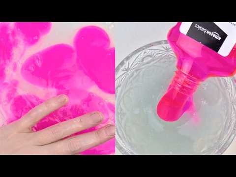 Water Slime Mixing With Amazon Basic Glue - Pink Lava Slime ASMR!