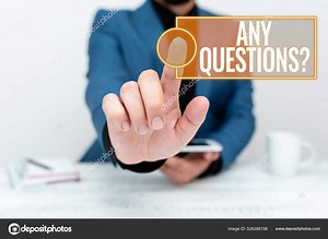 Text showing inspiration Any Questions Question. Business concept you say write order to ask person about something Presenting Communication Technology Smartphone Voice And Video Calling