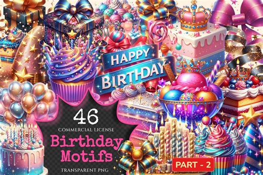 Birthday Clipart – Festive Party Graphics, 46 PNG (digital Download) - Etsy UK