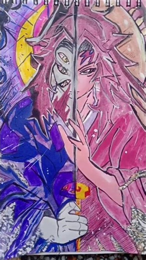 Kokushibo vs Yoriichi drawing with water colour tube☠️.