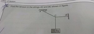 Laws of Motion Find the tension in the strings A C and B C show... | Filo