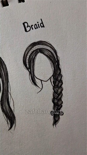 How to draw hair (ponytail, pigtail & braid) ✨️ #drawing #art #sketch #howtodraw #shorts