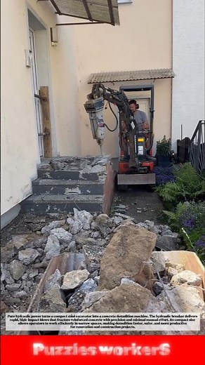 Mini Excavator Breaker That Destroys Concrete Stairs in Minutes!
