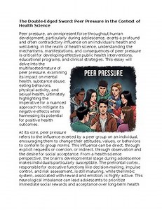 Peer pressure Worksheet for Sub-Plan or Classwork & Homework