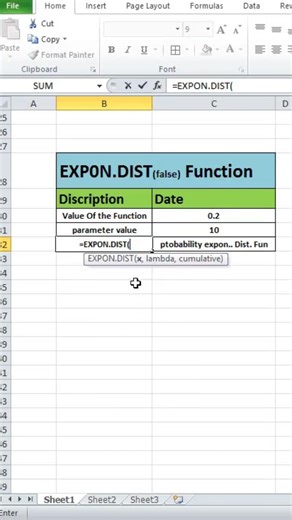 EXPON.DIST(FALSE) in Excel | Probability Exponential Distribution
