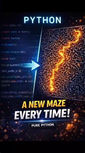 Every time you run the code it make a new maze !! #python #programming #cinematic #coding #shorts