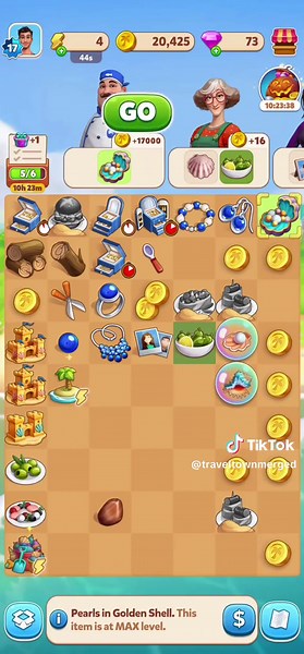 Discover Beach Bucket Pearls in Travel Town Game