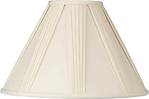 Empire Lamp Shade Ivory French Drape White Large 6" Top x 17" Bottom x 12" High Spider with Replacement Harp and Finial Fitting - Springcrest