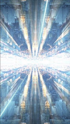 Abstract city background. Mirrored computer graphics of downtown buildings in metropolis. Bright