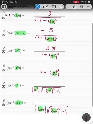 Derivative of Inverse Trigonometric Functions | Page 1