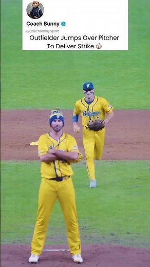 Outfielder Jumps Over Pitcher to Deliver Strike 🤯