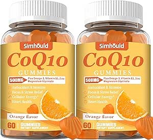 Amazon.com: 2 Pack CoQ10 500MG Gummies - Plus Omega-3, Magnesium, Vitamin B3 & Zinc - 3X Better Absorption Coenzyme Q10 Supplements for Heart Health, Cellular Energy & Antioxidant, Non-GMO 120 Counts : Health & Household