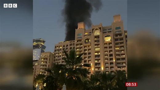 'The room shook and we seen the flames coming up' Layla Hamood and Matthew McGinn who are on their honeymoon in Dubai, along with their little boy, told #BBCBreakfast they are desperate to get home after Iran launched retaliatory attacks on Bahrain, Kuwait, Qatar and the United Arab Emirates https://www.bbc.co.uk/news/articles/c0rjpr575g9o | BBC Breakfast