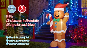 Watch Christmas Inflatable Gingerbread Man Lighted Yard Decoration on Amazon Live