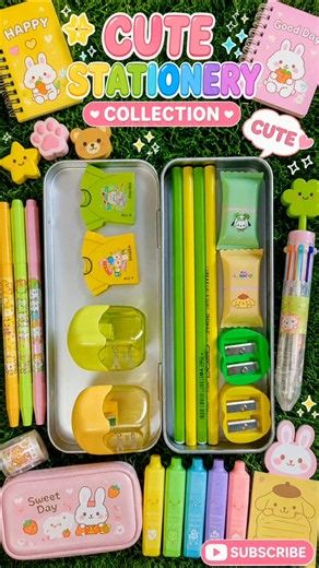 Stationery items arrangements with pencil box #backtoschool #stationery #pencilbox #ytshorts #viral