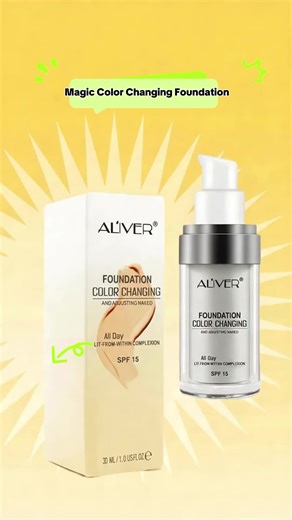 Aliver Liquid Foundation Magic Color Changing Foundation Natural Look Soft Matte Long Lasting Moisturizing Makeup Base, for Men and Women, Color Corrector Makeup, Makeup Cream, Cosmetic, Brightening Formula Flawless Makeup, Beauty Cosmetics