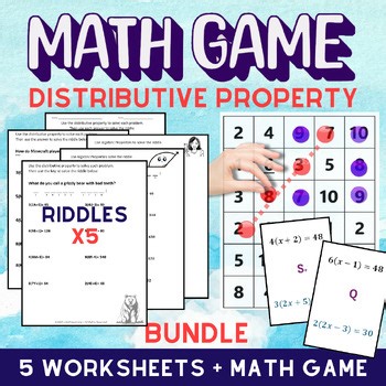 Distributive Property Bundle | 5 Worksheets + Math Game | 6th–7th Grade Algebra