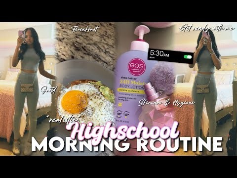 MY *REALISTIC* 5 AM HIGHSCHOOL MORNING ROUTINE ♡ | ootd, grwm, breakfast, skincare & hygiene, & more