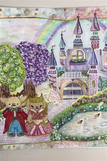 This beautiful page with Princess Aruora and her prince charming from the stunning book Buc & Doe by the amazing @doodlybugs. complete with glitter, sparkle and Jewls #ohuhu #languo #aurora #disney #sleepingbeauty