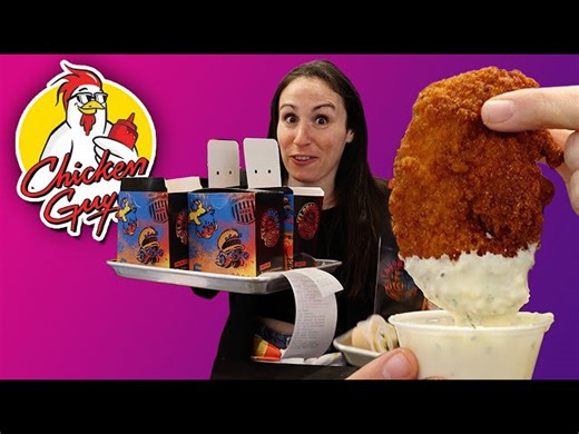 First Time Trying Chicken Guy! 🐔 Will Guy Fieri's Chicken Tenders & Sauces Live Up to the Hype