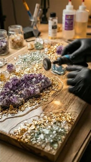 ✨ Bringing nature's beauty to life with this DIY crystal geode art! ✨