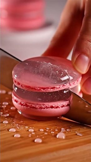 ASMR Jelly-Glass Macaron Slice — Pastel Pink Satisfying Cut