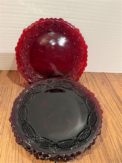 Vintage Avon Cape Cod Ruby Red Pie Plate - 7" Scalloped Edge Server - Wheaton Glass 1992 - Sandwich Glass Style - Set of 4 - Etsy Australia