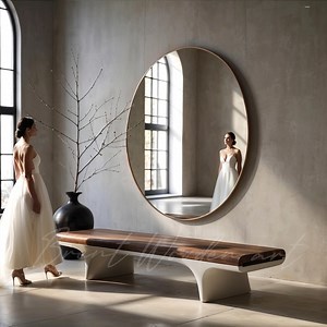 White and Walnut Modern Bench, Artistic Walnut Wood Entryway Decor - Etsy