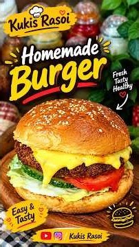 🍔 HOMEMADE BURGER | Easy & Tasty Veg Burger Recipe 🤤Cheesy, crispy & delicious burger made at home!