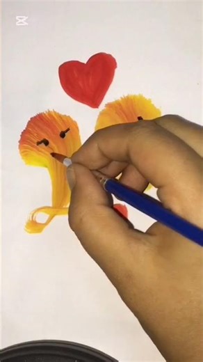Easy Acrylic Fan Brush Painting: Making Cute Heart Couples #art #drawingtutorial