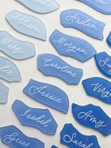Calligraphy Sea Glass Place Cards: Beach Wedding Decor - Etsy