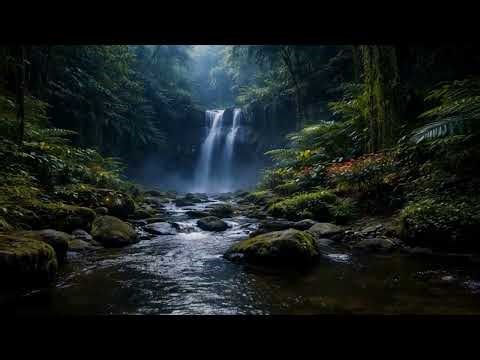 Rainforest Sounds for Sleeping 🌧️Night Ambience Tropical Waterfall