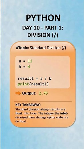 Python Standard Division Explained! 🐍 | Day 10: Part 1 #programming #coding