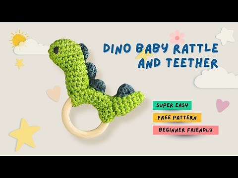 Dinosaur Rattle Pattern Free | Easy Amigurumi Baby Toy for Beginners | How To Make Crochet Teether