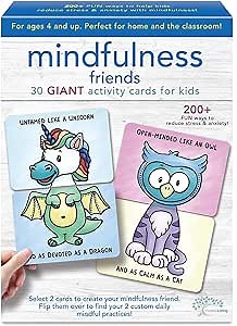 Ambassador Games: Mindful Living - Mindfulness Friends Cards - 30 Giant Activity Cards, Mindfulness Practices to Reduce Anxiety & Stress, Kids 4+