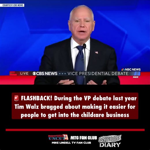 🚨 FLASHBACK! During the VP debate last year Tim Walz bragged about making it easier for people to get into the childcare business