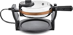 BELLA Copper Titanium Coated Rotating Belgian Waffle Maker, Stainless 1000 Watt 14608