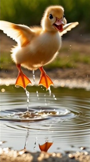 The Cutest First Splash!🦆💦| Baby Duck's Puddle Jump in Slow Motion! #shorts #cute #duck #cuteanimals