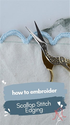 Scallop Stitch Edging by Hand ✂️ Easy Hand Embroidery #ScallopStitch #EmbroideryTutorial