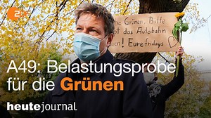 In Hessen sind die Grünen beim Streit um den Bau der A49 zerrissen zwischen Klimaschutz und Regieren. Ein "künstlicher Widerspruch, ein Irrsinn in Tüten", findet Parteichef Habeck im ZDF. | ZDF heute