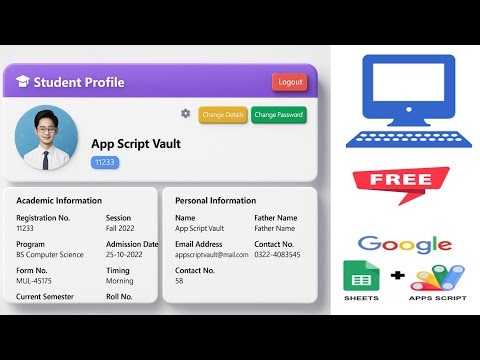 How Make Student Profile Page Result Page Management System Google Sheet#coding #students #profile