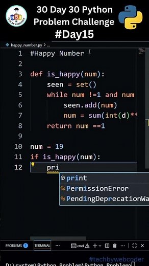 Day 15: How To Solve Happy Number Problem | 30 Days of Code