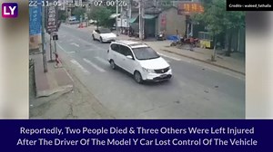 Tesla Car Crash: Two Killed As Model Y Vehicle Takes Off At High Speed In China; CCTV Footage Goes Viral